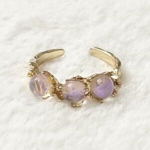 5/$15 🩷 MUST BUNDLE Gold-Finish Ring with Lavender Iridescent Opal Trio